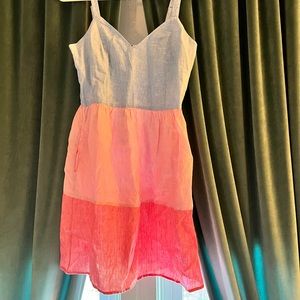 NWOT 100% Linen tiered midi dress with pockets from C&C California